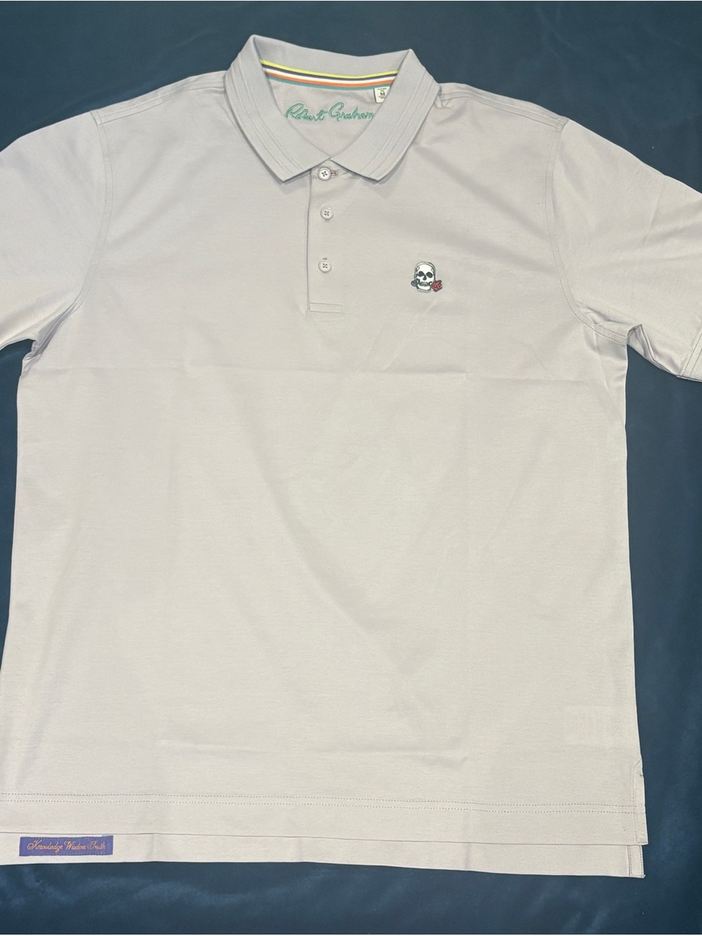 NWOT Robert Graham -The Player Skull Rose Polo Shirt in Lavender